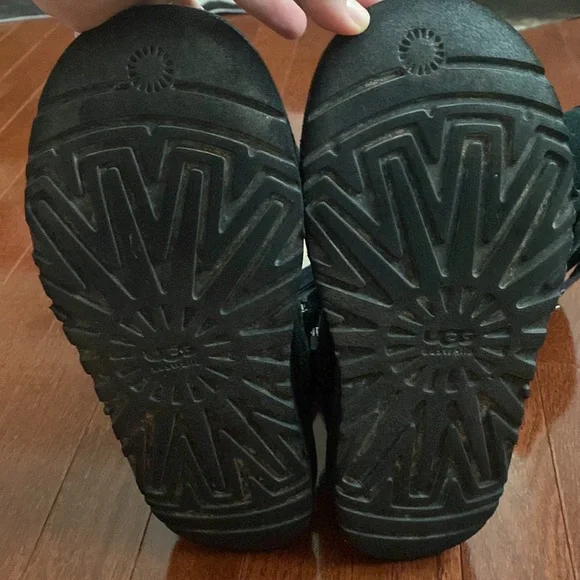 UGG Australia Tall Black Boots with Belted Purple Side Stripe and Side Pocket - Picture 12 of 16